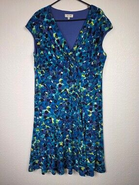 Jones Studio Women's Blue Floral Print Dress Size 18W